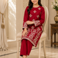 Girls’ Maroon Red Embroidered 2-Piece Suit