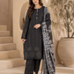 Black Embroidered 3-Piece Suit with Chiffon Floral Dupatta