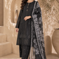 Black Embroidered 3-Piece Suit with Chiffon Floral Dupatta