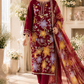 Premium Maroon Floral Embroidered 3-Piece Lawn Suit