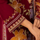 Premium Maroon Floral Embroidered 3-Piece Lawn Suit
