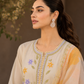 Pastel Bloom Embroidered 3-Piece Lawn Suit – Cream, Lavender & Mustard