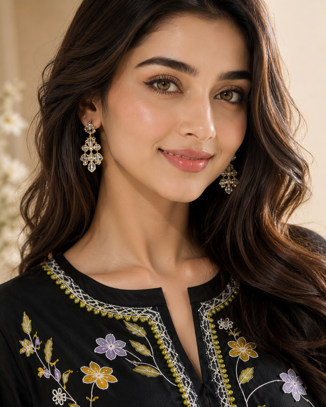 Midnight Bloom Embroidered 3-Piece Lawn Suit – Black Floral Elegance