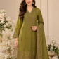 Olive Grace Embroidered 3-Piece Lawn Suit