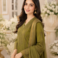 Olive Grace Embroidered 3-Piece Lawn Suit