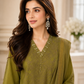 Olive Grace Embroidered 3-Piece Lawn Suit