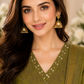 Olive Grace Embroidered 3-Piece Lawn Suit