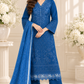 Royal Blue Embroidered Lawn 3-Piece Unstitched Suit with Printed Dupatta