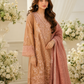 Elegant Peach Embroidered Lawn 3-Piece Suit with Printed Dupatta