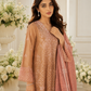 Elegant Peach Embroidered Lawn 3-Piece Suit with Printed Dupatta