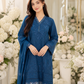 Royal Blue Embroidered Lawn 3-Piece Unstitched Suit with Printed Dupatta