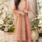Elegant Peach Embroidered Lawn 3-Piece Suit with Printed Dupatta
