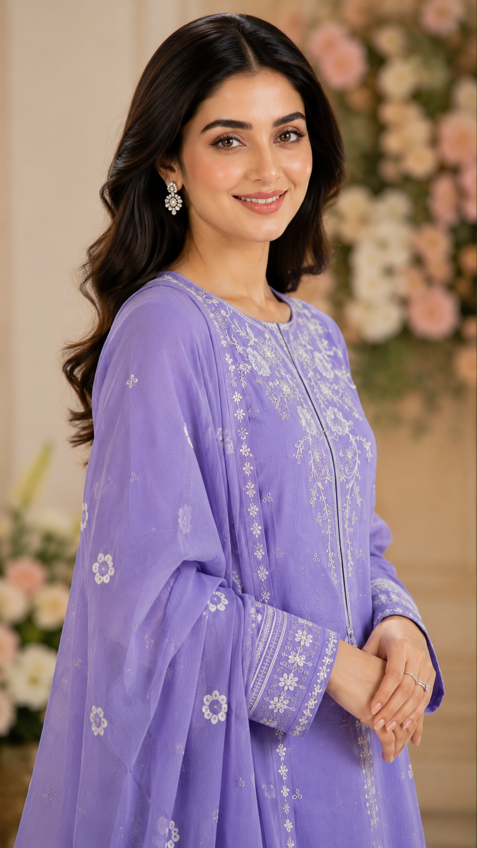 Embroidered Lawn 3-Piece Suit with Printed Dupatta