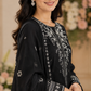 Classic Black Embroidered Lawn 3-Piece Suit with Printed Dupatta