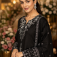 Classic Black Embroidered Lawn 3-Piece Suit with Printed Dupatta