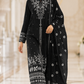 Classic Black Embroidered Lawn 3-Piece Suit with Printed Dupatta