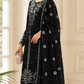Classic Black Embroidered Lawn 3-Piece Suit with Printed Dupatta