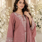 Dusty Rose Embroidered Lawn 3-Piece Suit with Printed Dupatta