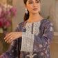 Slate Grey Floral Printed Lawn 3-Piece Suit with Printed Dupatta