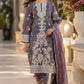 Slate Grey Floral Printed Lawn 3-Piece Suit with Printed Dupatta
