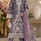 Slate Grey Floral Printed Lawn 3-Piece Suit with Printed Dupatta