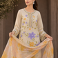Pastel Bloom Embroidered 3-Piece Lawn Suit – Cream, Lavender & Mustard